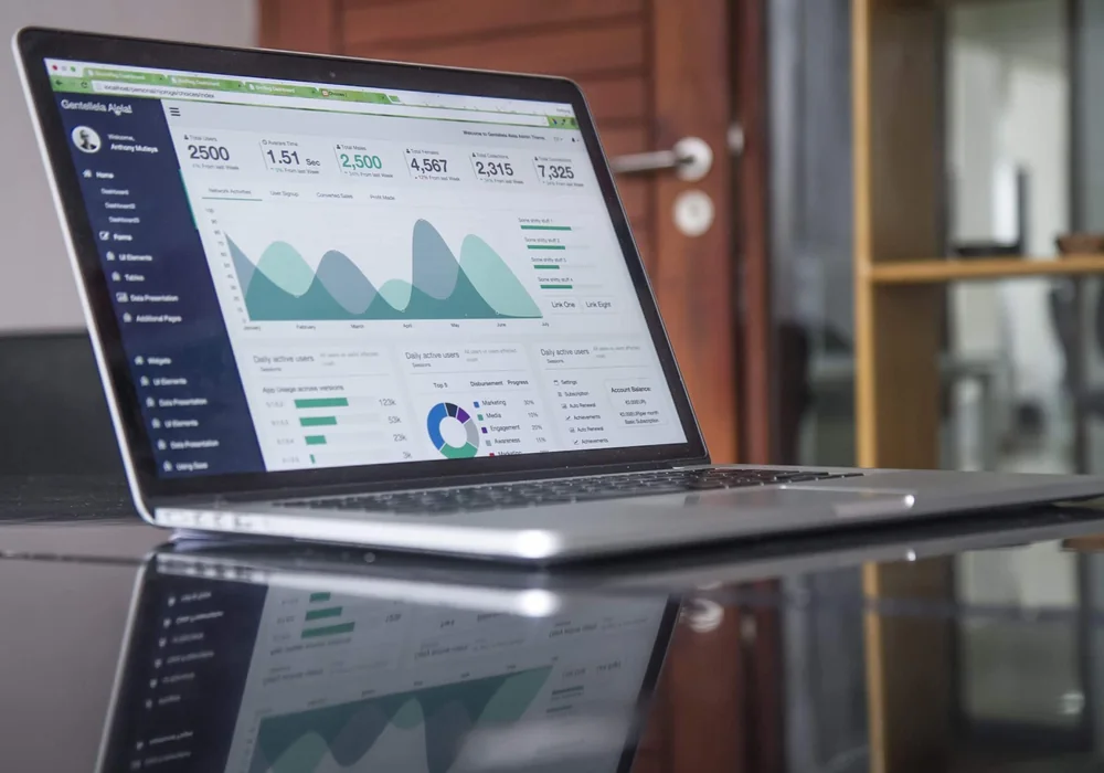 Business owner reviewing accounting and compliance information
